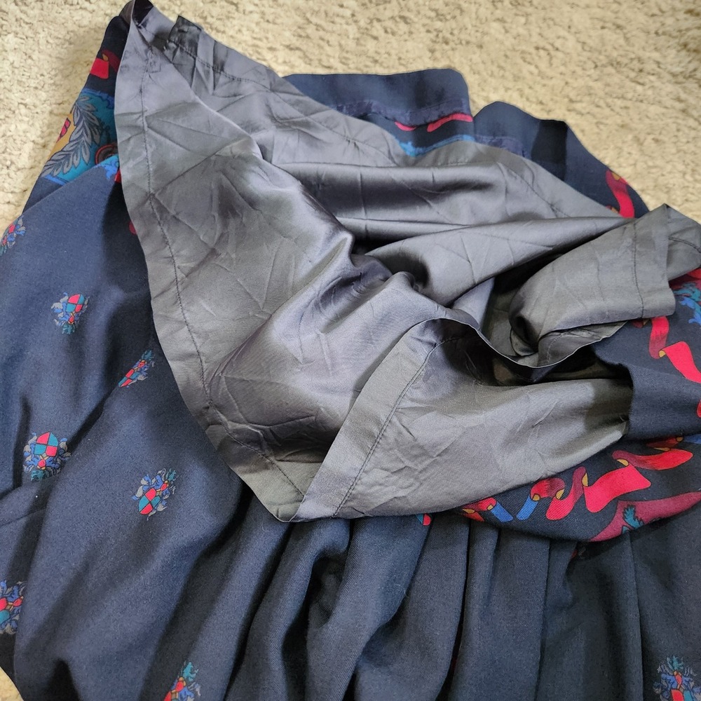 Vintage Navy Heraldic Crest Border Print Pleated Maxi Skirt Made in USA Size 16 - Picture 7 of 9